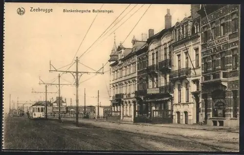 AK Zeebrugge, Boulevard de Blankenberghe, Strassenbahn