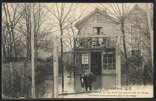 AK Bry-s-Marne, Inondations 1910, Maison du Coq Hardi, Hochwasser
