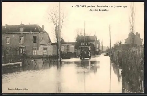 AK Troyes, Inondation Janvier 1910, Rue des Tauxelles, Hochwasser
