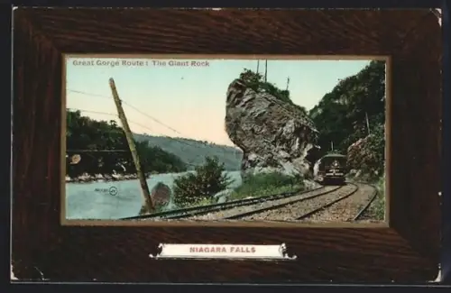 AK Niagara Falls, The Giant Rock on the Great Gorge Route, Eisenbahn