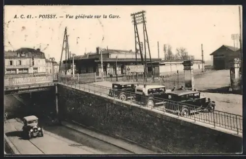AK Poissy, Vue génerale sur la Gare, Bahnhof