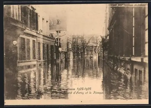 AK Liége, Crue de la Meuse 1925-1926, Rue Darchis le Boulevard d`Avroy et le Kiosque