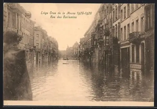 AK Liége, Crue de la Meuse 1925-1926, Rue de Guillemins