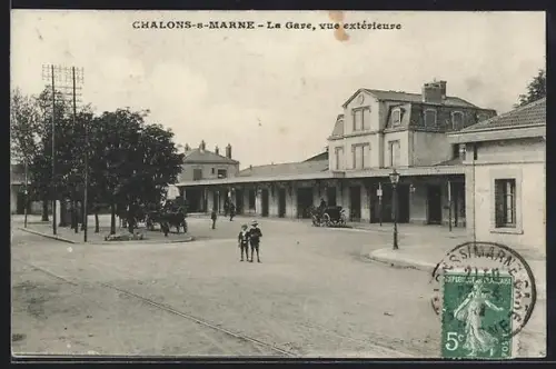 AK Chalons-sur-Marne, La Gare, vue extérieure, Bahnhof