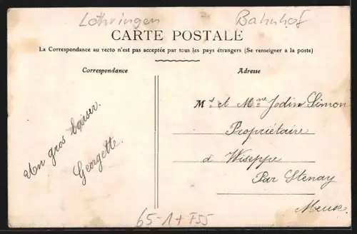 AK Verdun, La Gare, Bahnhof