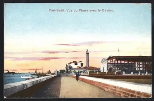 AK Port-Said, Vue du Phare avec le Casino, Leuchtturm