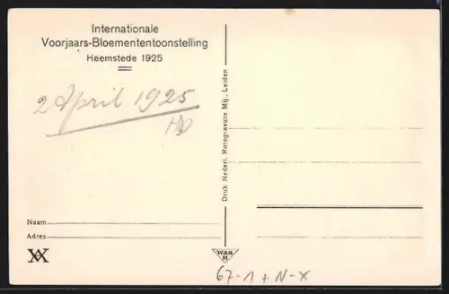 AK Heemstede, Internationale Voorjaars-Bloemententoonstelling 1925, Boschpartij, Ausstellung