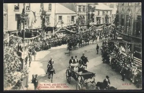 AK Swansea, The King and Queen at Swansea 1904