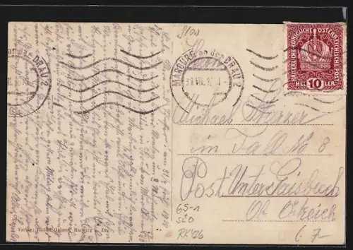 AK Marburg a. Drau, Blick über die Dächer