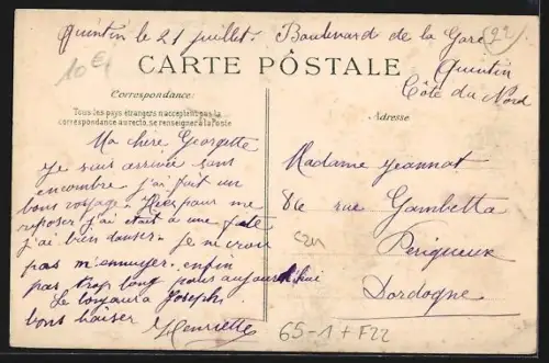 AK Quintin, La Gare, Bahnhof