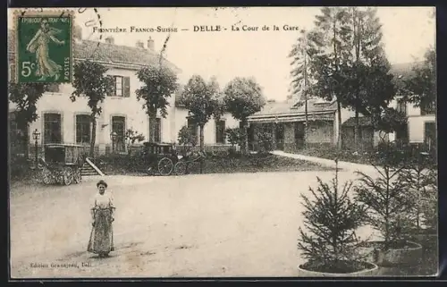 AK Delle, La Cour de la Gare, Bahnhof