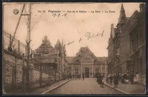 AK Pepinster, Rue de la Station, La Gare, La Poste