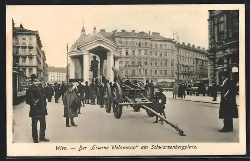 AK Wien, Der Eiserne Wehrmann am Schwarzenbergplatz, Kanone