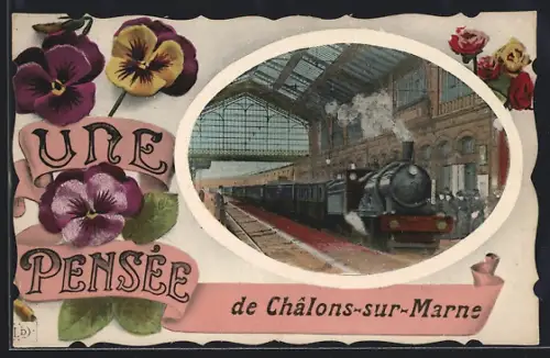 AK Châlons-sur-Marne, La Gare, Bahnhof