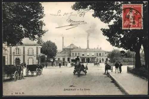 AK Epernay, La Gare, Bahnhof