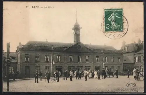 AK Lens, La Gare, Bahnhof