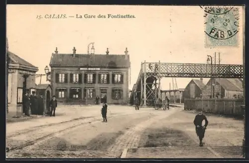 AK Calais, La Gare des Fontinettes, Bahnhof