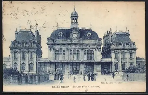 AK Saint-Omer, La Gare, Vue extérieure, Bahnhof