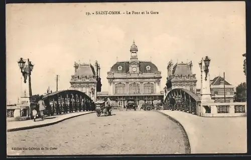 AK Saint-Omer, Le Pont et la Gare, Bahnhof