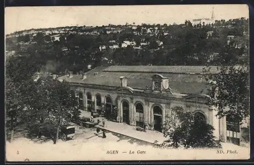AK Agen, La Gare, Bahnhof