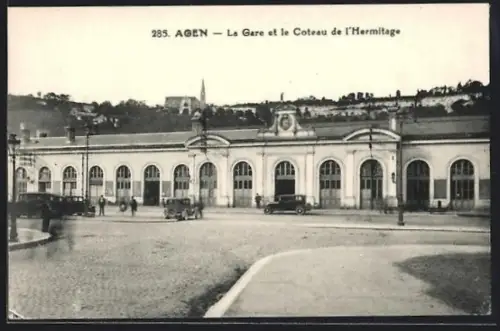 AK Agen, La Gare et le Coteau de l`Eremitage, Bahnhof