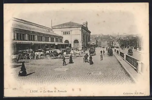 AK Lyon, La Gare de Perrache, Bahnhof