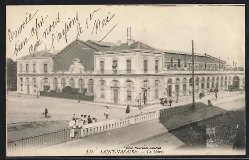 AK Saint-Nazaire, La Gare, Bahnhof