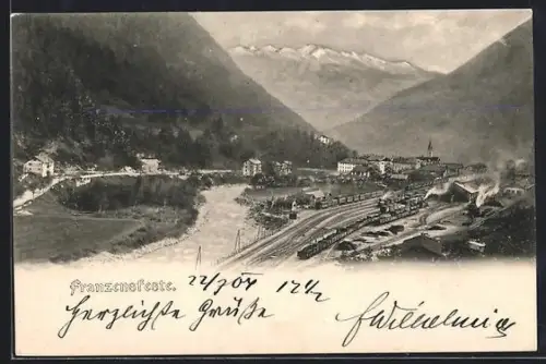 AK Franzensfeste, Ortsansicht mit Bahnhof
