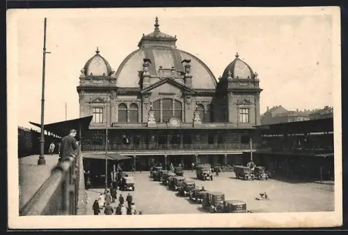 AK Plzen, Nadrazi-Blick zum Bahnhof