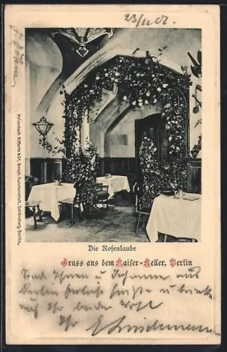 AK Berlin, Gaststätte Kaiser-Keller, Die Rosenlaube