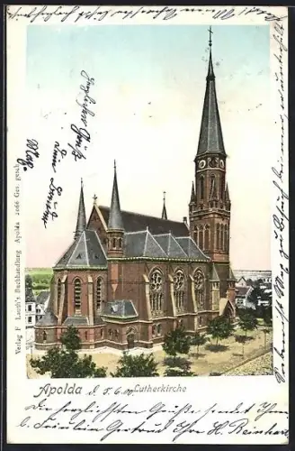 Goldfenster-AK Apolda i. S. A., Lutherkirche