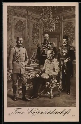 AK Treue Waffenbrüderschaft, Kaiser Wilhelm II, Kaiser Franz Josef I. von Österreich & Mohamed V der Türkei