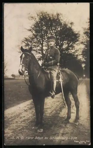 AK SHD Fürst Adolf zu Schaumburg-Lippe zu Pferd