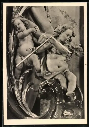 Foto-AK Deutscher Kunstverlag, NR 11, Walter Hege: Ottobeuren, Kindergruppe der Klosterkirche, Bauhaus Weimar