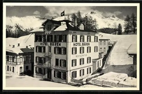 AK St. Moritz, Winterpartie am Hotel Bären