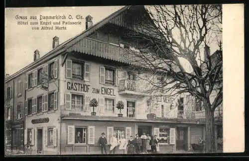 AK Dammerkirch /O. Els., Hotel zum Engel und Patisserie von Alfred Mertz