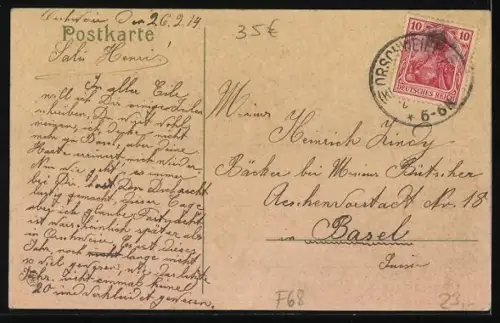 Lithographie Orschweier /Els., Gasthaus zur Sonne, Bollenberg, Kirche, Nicolausbrunnen, Schloss