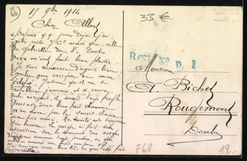 AK Hagenbach /O. Els., Gasthof zum grünen Baum von Eug. Holländer, Schule und Gemeindehaus, Strassenpartie an der Kirche