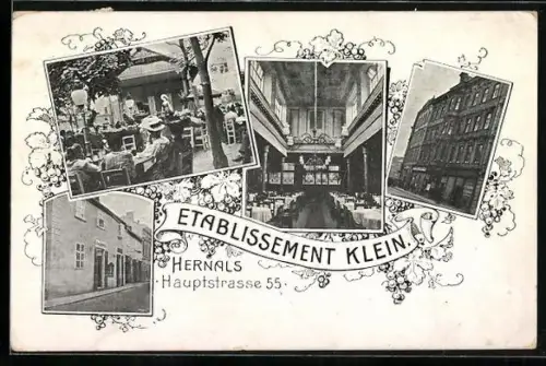 AK Wien, Hernals, Etablissement Klein, Hauptstrasse 55, Neues Haus, Garten