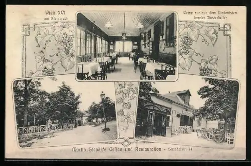 AK Wien, Martin Stepeks Caffee und Restauration Am Steibruch, Steinhofstrasse 74