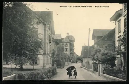 AK Buochs am Vierwaldstättersee, Blick in die Hauptstrasse