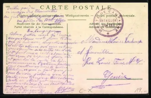 AK Vendlincourt, Ortsansicht aus der Vogelschau, verschiedene Schweizer Briefmarken