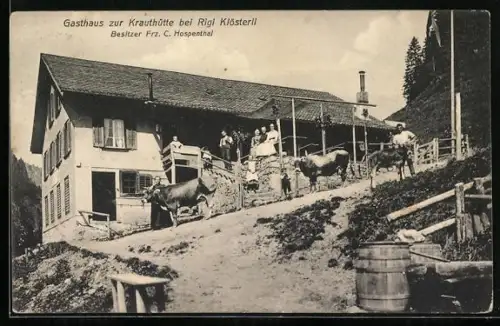 AK Rigi Klösterli, Gasthaus zur Krauthütte, Besitzer Frz. C. Hospenthal