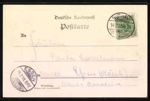 AK Burhave, Hotel zum eisernen Kanzler, Kirche und Krieger-Denkmal