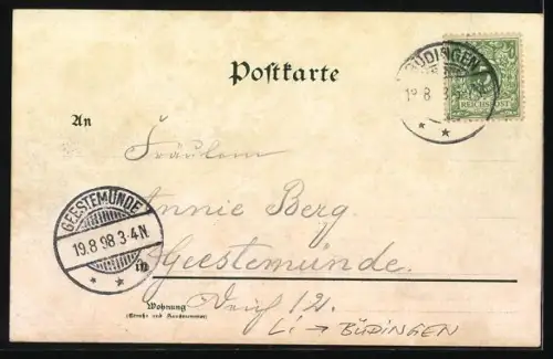 Lithographie Büdingen / Hessen, Mühlthor, Jerusalemsthor, Blick auf die Stadtkirche