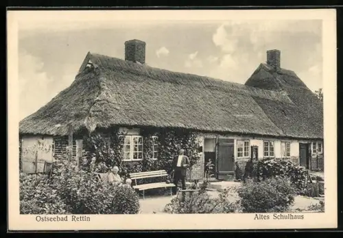 AK Rettin / Ostsee, altes Schulhaus