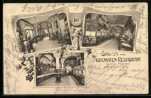 AK Hannover, Automaten-Restaurant in der Georgs-Passage, Innenansicht