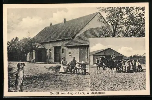 AK Wildeshausen, Gehöft von August Gier, Gruppenbild vor dem Haus