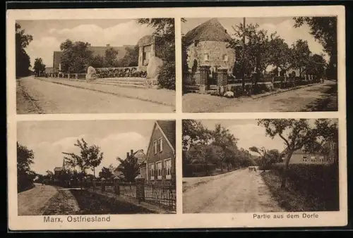 AK Marx /Ostfriesland, Partie aus dem Dorfe, Strassenpartie