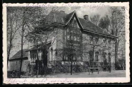 AK Ehmen, Gasthof von W. Gille in der Gesamtansicht